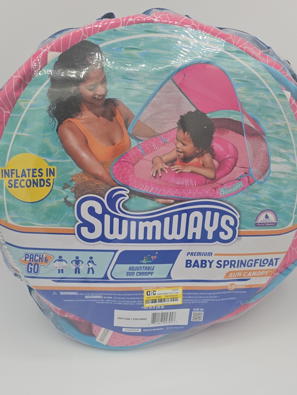 Swimways Premium Baby Spring Float Pool Float For Babies 9-24 months - Pink